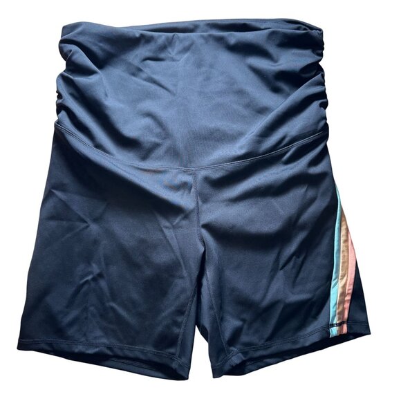 IVL Collective Striped Bike Shorts Women's Size 14 Maternity Jet Black in EUC! - Picture 2 of 6